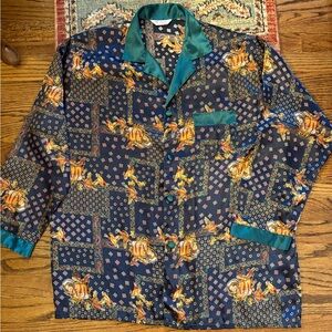 Vintage 90s Cagri women’s size large printed button down lingerie sleep top